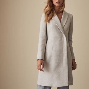 Reiss Santhia Double Breasted Wool-blend Coat In Grey